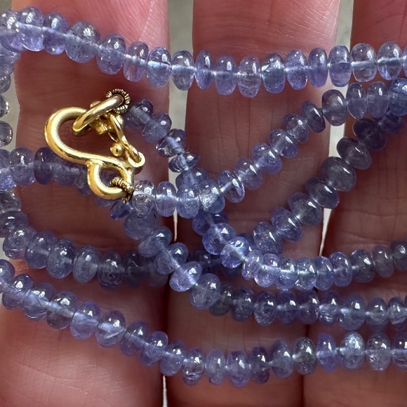 Designer REINSTEIN ROSS 20K - 22K Yellow Gold Smooth Tanzanite Gemstone Necklace - Picture 3 of 12